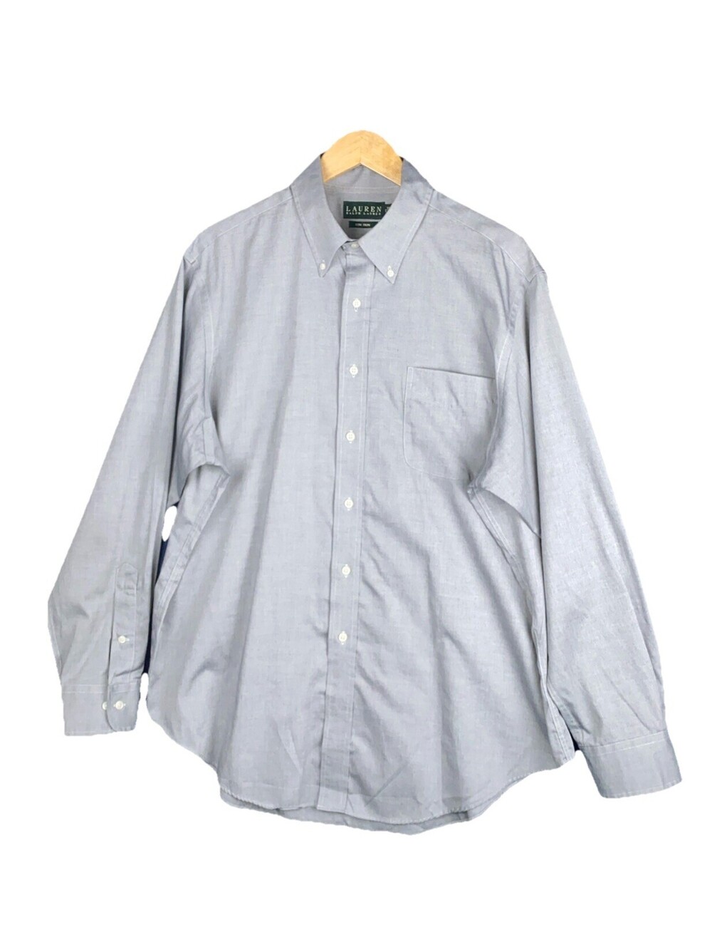 Lauren Ralph Lauren Men’s Sz 17 34/36 Button Down Dress Shirt Non Iron Silver